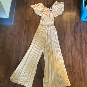 nasty gal “Tier Comes the Sun” Striped Jumpsuit NWT!